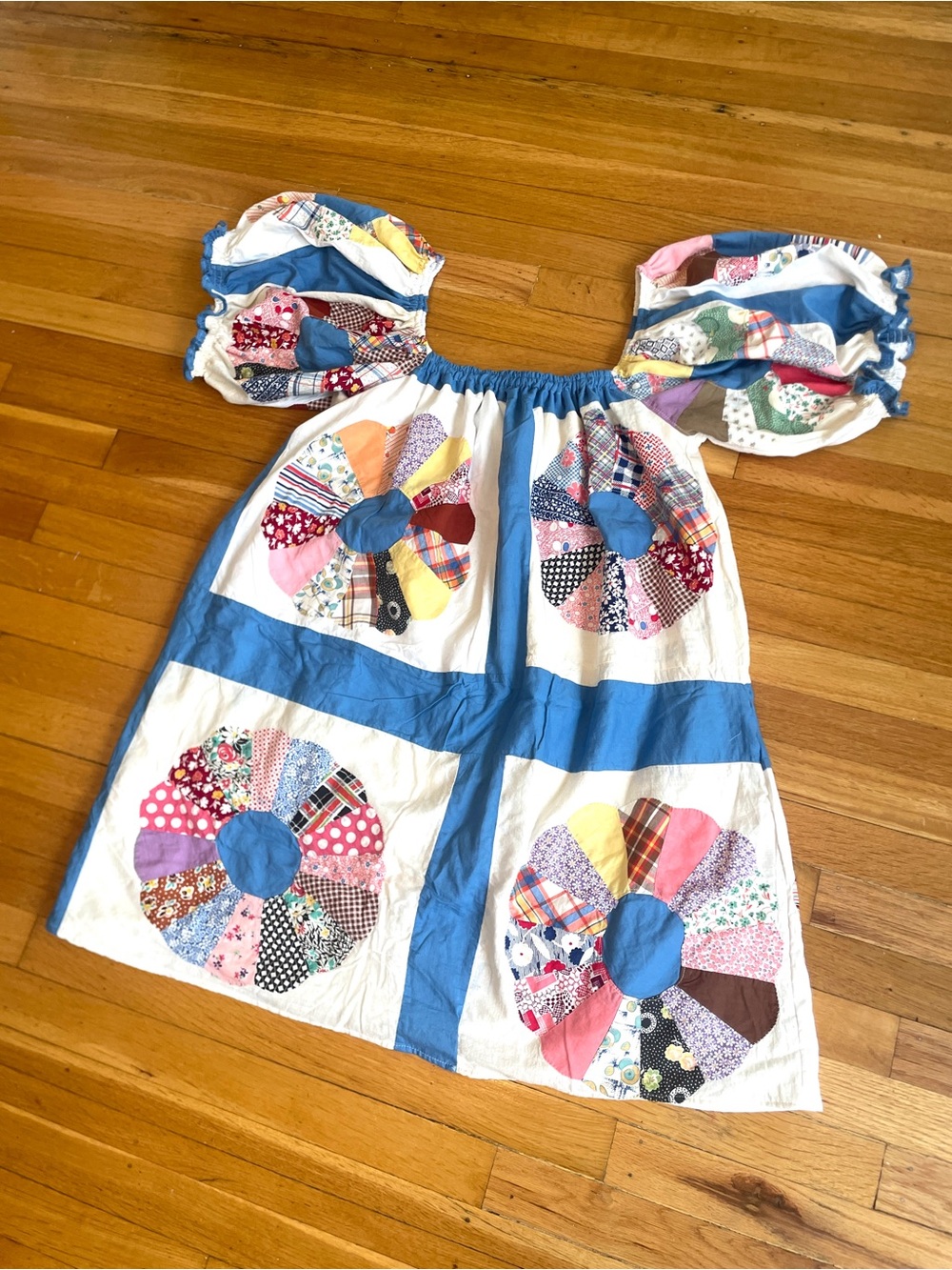 Handmade Quilt Dress with Puff Sleeves